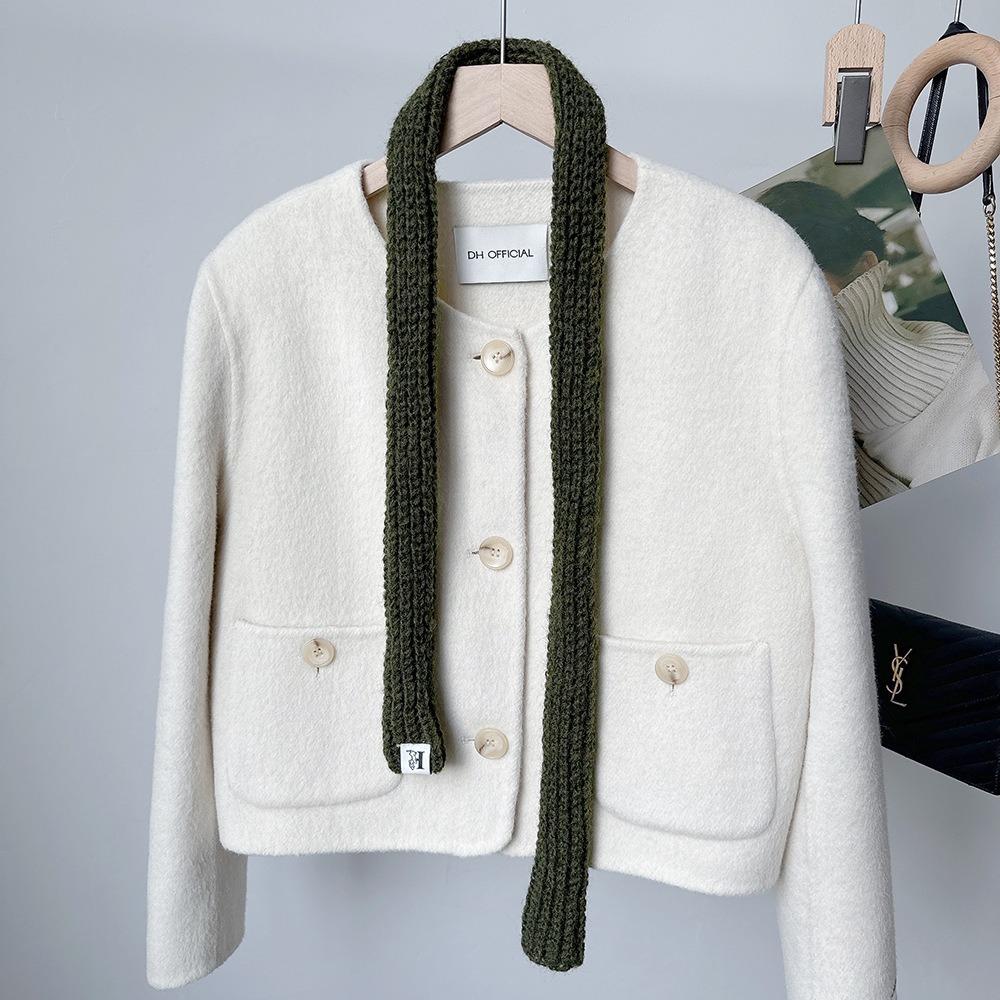 Imitation Cashmere Wool Knitted Scarves Solid Color Winter Scarves Fashion Narrow Long Scarf
