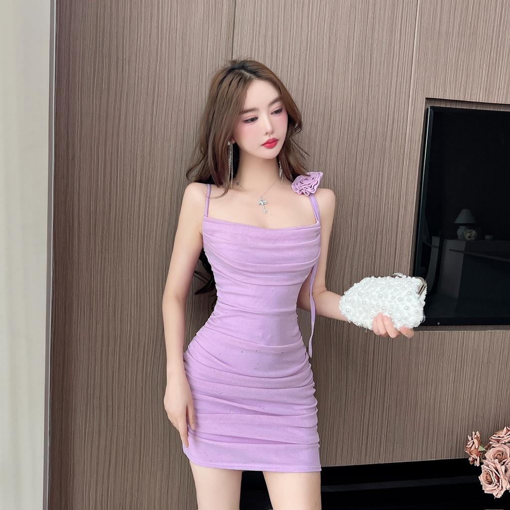 Fashion sexy Spice Girl hip skirt temperament pure desire mesh flower decorative design slim suspender dress