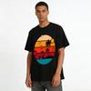 Vintage Sunset Beach Vacation Style Printed Casual T-Shirt Pure cotton T-shirt