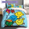 Mr. Men Little Miss Custom Name Pattern Bedding,Quilt Set Quilt Cover Pillowcase Home Birthday Gift(1 * duvet cover + 2 * pillowcase, without core)