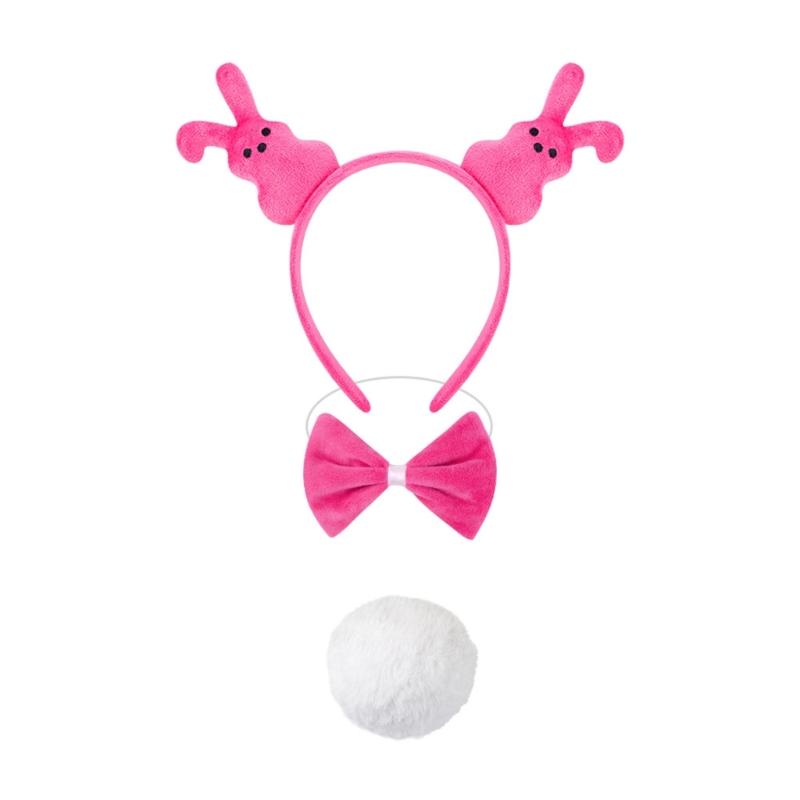 1/3/4/5Pcs Women's Bunnies Costume Accessories Set Rabbit Ears Headband Bowtie Rabbit Tail Tutu Skirt for Easter Party