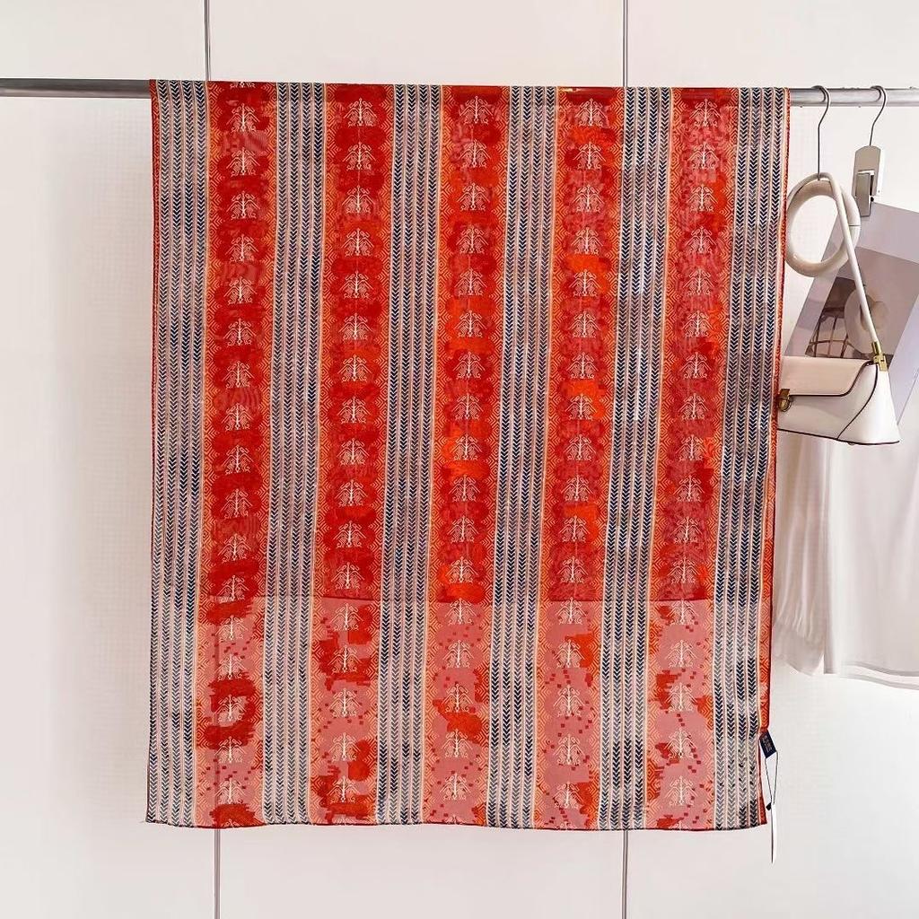 New Style  Thin Chinese Style Jacquard High-end  Versatile Double-sided High-end Silk Scarf