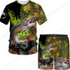 3D Fishing Printed Men's Casual Loose Tees/Trosuers/Suits Spring Summer Oversized Harajuku Funny Graphic Top Shorts Clothing Set