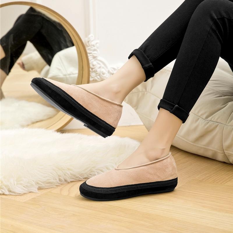 Fashion AIYUQI Winter Flat Shoes Women 2025 New Wool Lining Warm Women Snow Shoes Genuine Leather Comfortable Female Winter Ballet Shoes