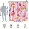 Ice Cream & Strawberry Shower Curtain - Fun Dessert Theme, Polyester Woven, Washable, Includes Bathtub Curtain