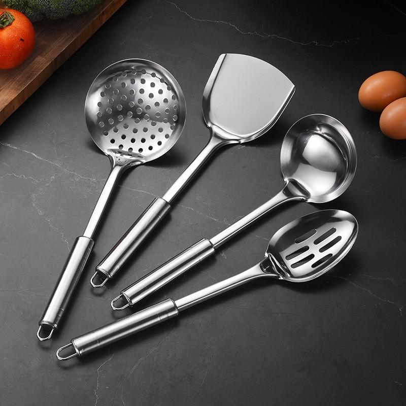 Stainless Steel Kitchen Utensil Set With Nonstick Antislip Heatresistant Handles For Home Cooking