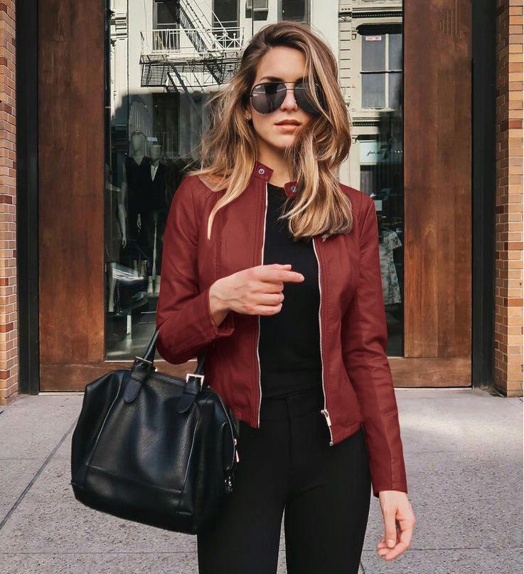 Autumn/Winter Women's Fashion PU Leather Suit Jacket