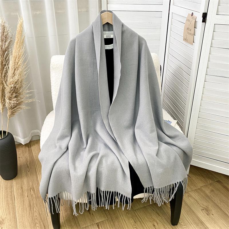 Luxury Brand Solid Women Cashmere Scarf Autumn Winter Warm Shawls Wraps Men Pashmina Tassels Scarves Female Foulard Poncho Stole