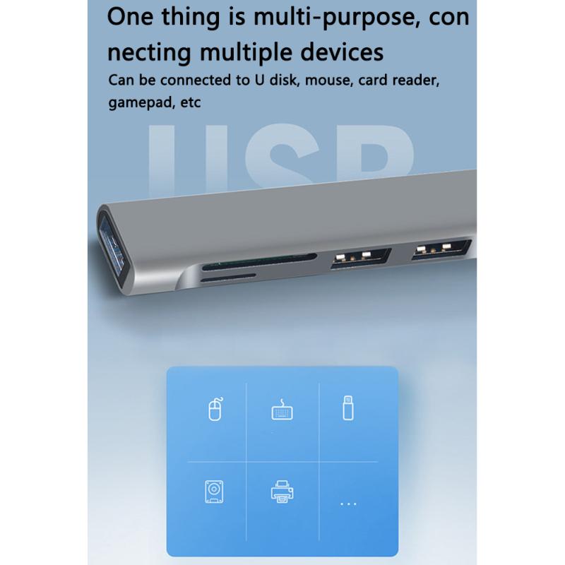 5-in-1 Usb 3.0 Extender Splitter Multi-port Type-c Hub Aluminum Alloy Docking Station Computer