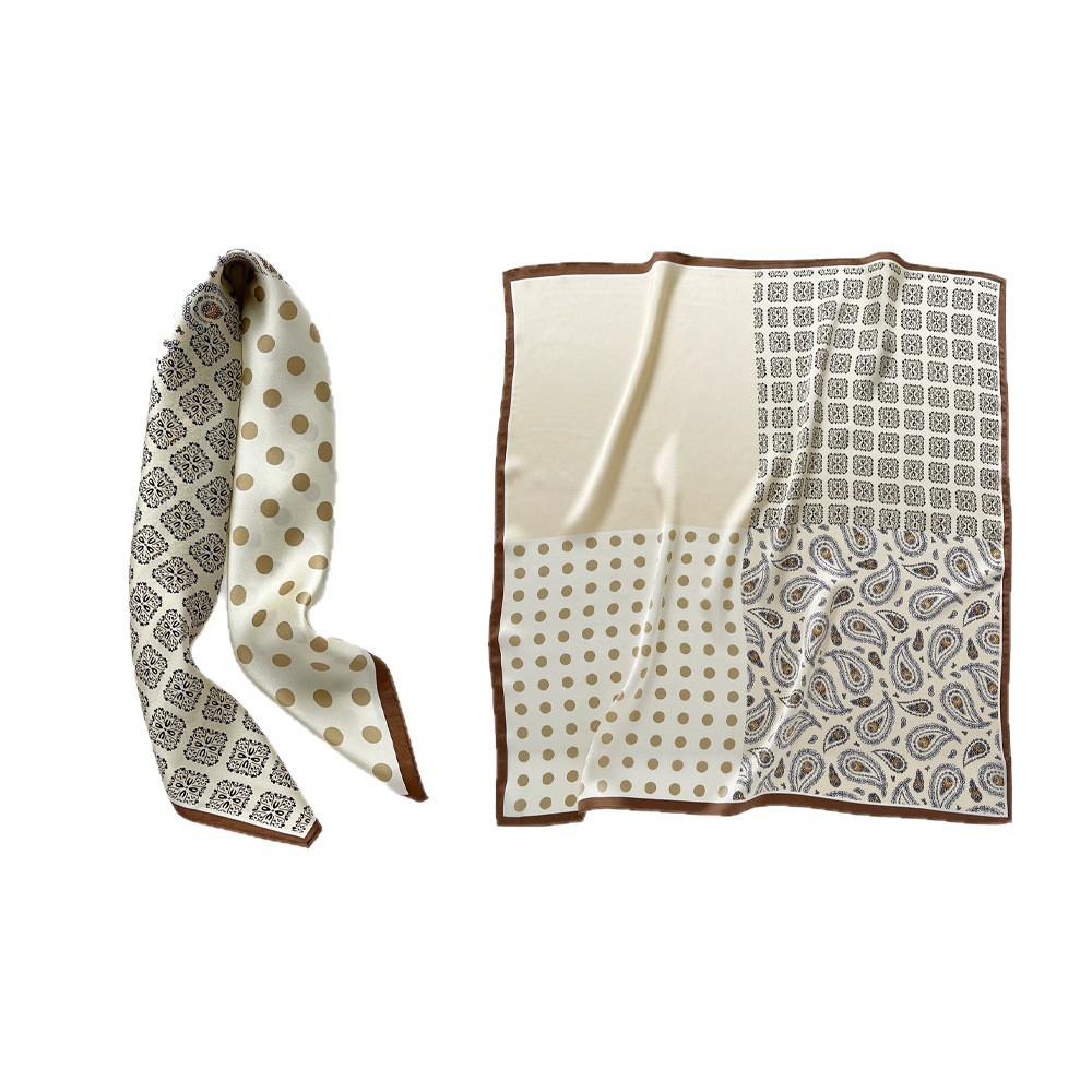 May Kaji American retro headband square scarf neck shirt with cashew flower paisley silk scarf suit accessories