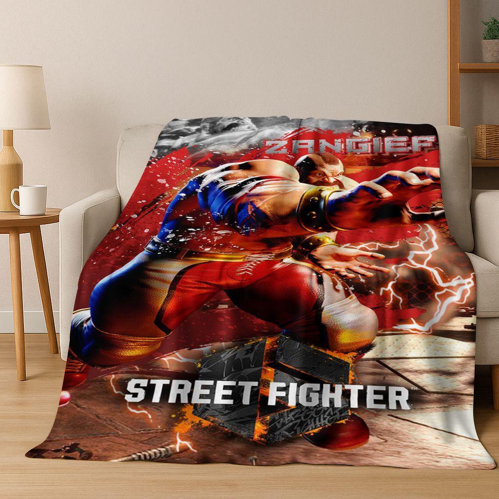 Retro Street Fighter 6 Characters Game Chun-Li Art Flannel Blanket,Cozy Soft Throw Blanket for Home Bedroom Bed Sofa Cover Kids