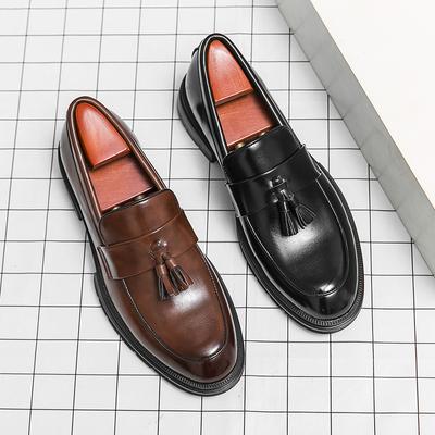 Fashion Elegant Men Social Casual Shoes Pointed Thick Bottom Loafers For Men Driving Moccasins Comfortable Slip-On Tassel Wedding Shoes
