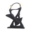 Decorazione Musicale Nera Opaca Scultura di Musicista in Resina, Base Stabile Chitarra Astratta Sassofono Cantante Statuetta Artistica Statua, Decorazione a Tema Band,