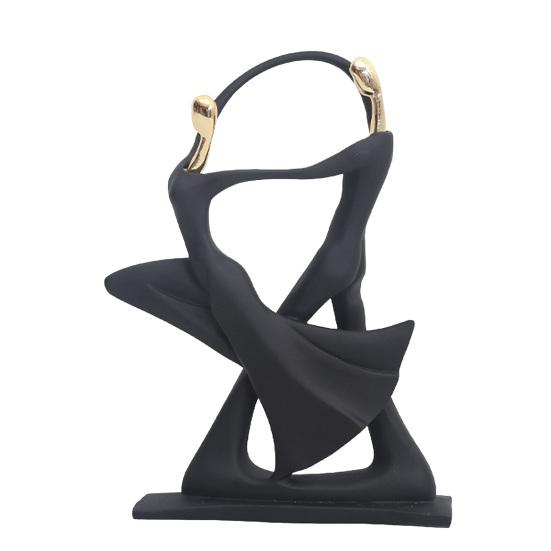 Decorazione Musicale Nera Opaca Scultura di Musicista in Resina, Base Stabile Chitarra Astratta Sassofono Cantante Statuetta Artistica Statua, Decorazione a Tema Band,