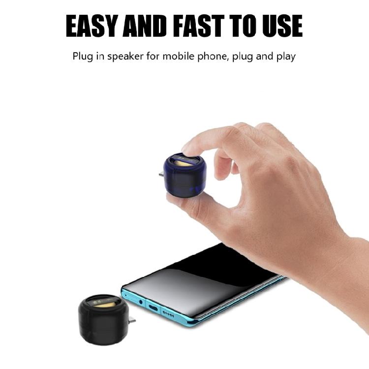 Typ C Mini-Handy-Lautsprecher Stereo-Sound Externer Musikplayer Surround-Lautsprecher Klares Gehäuse Tragbarer Soundverstärker