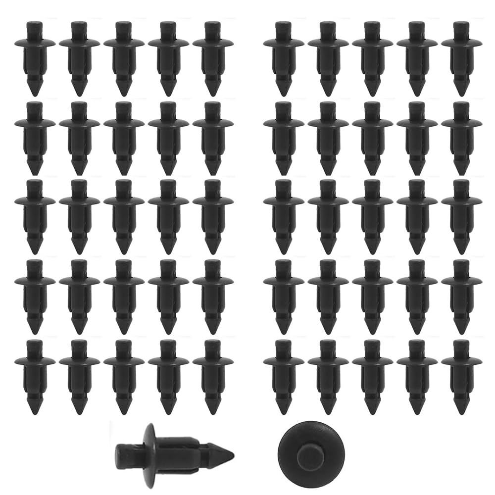 HEJINYUN Push Rivet Clips Rivets Plastic Black (6mm 50pcs) Fastener Trim Clips Plastic (For Toyota, Nissan, Mitsubishi, Suzuki)