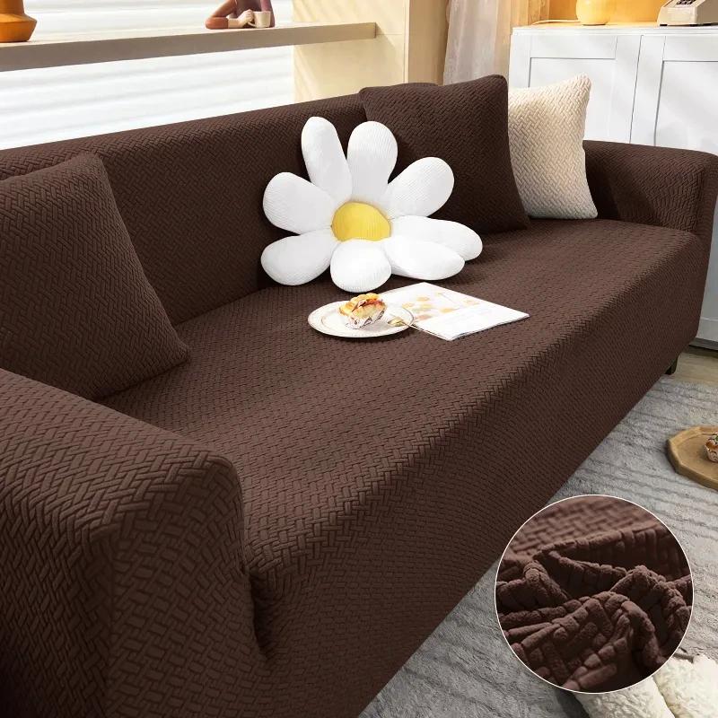 Jacquard elastische Sofabezüge Schonbezug für Wohnzimmer Stretch Polar Fleece Sessel 1/2/3/4 Sitzer Eckcouchbezug L-Form