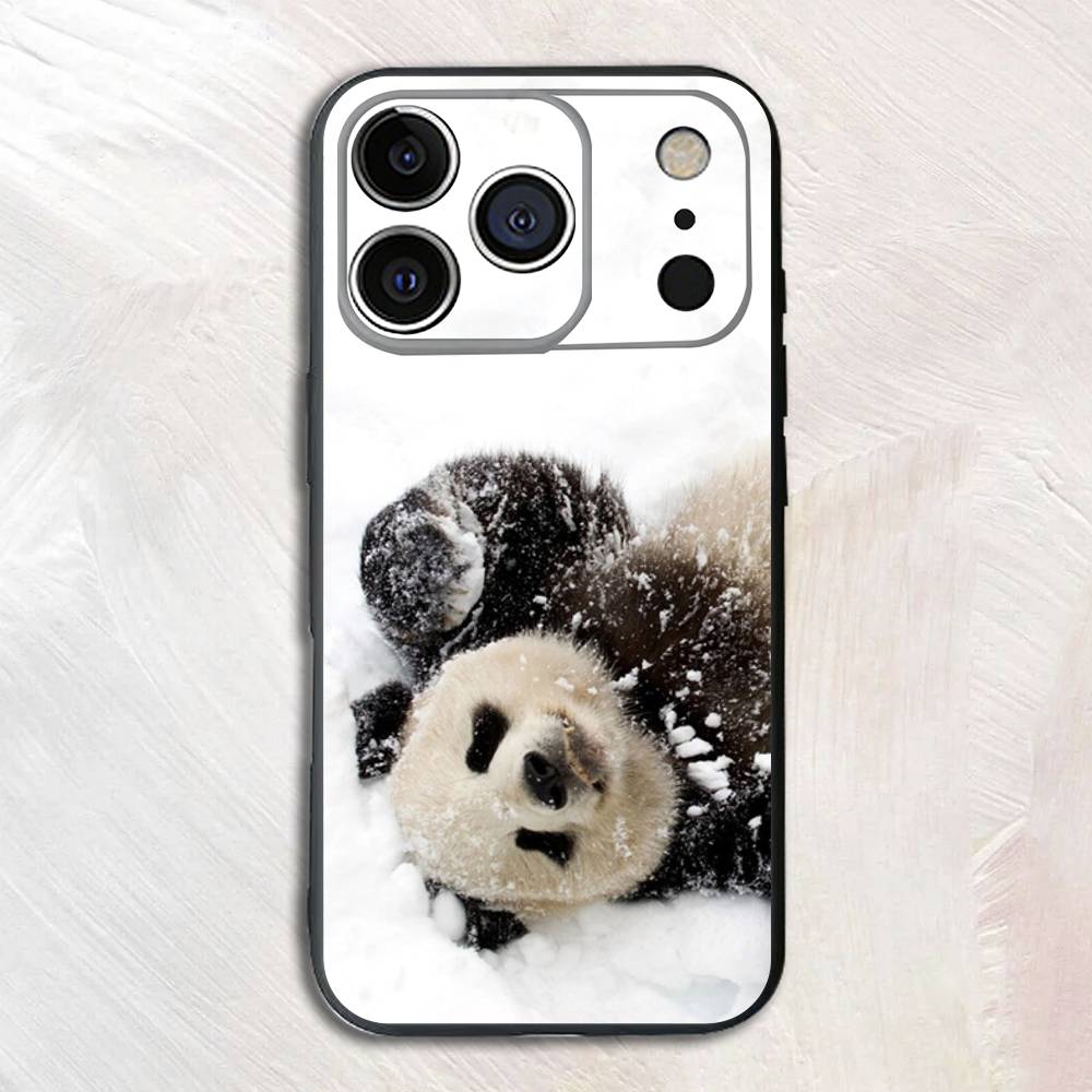 

Милый Панда Черный Матовый Чехол Для Телефона Для iPhone 17,16,15,14,13,12,13,12,11 Pro Max Plus mini XS XR Силиконовый Мягкий Задний Чехол iPhone13mini