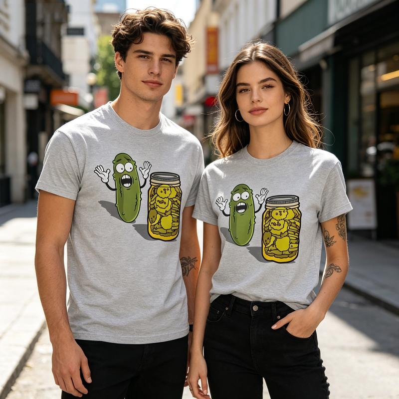 Funny Pickle Jar Graphic T Shirt Cute Pickle Lover Print Tee Unisex Unisex Soft Cotton Crew Neck Short Sleeve Trendy Streetwear