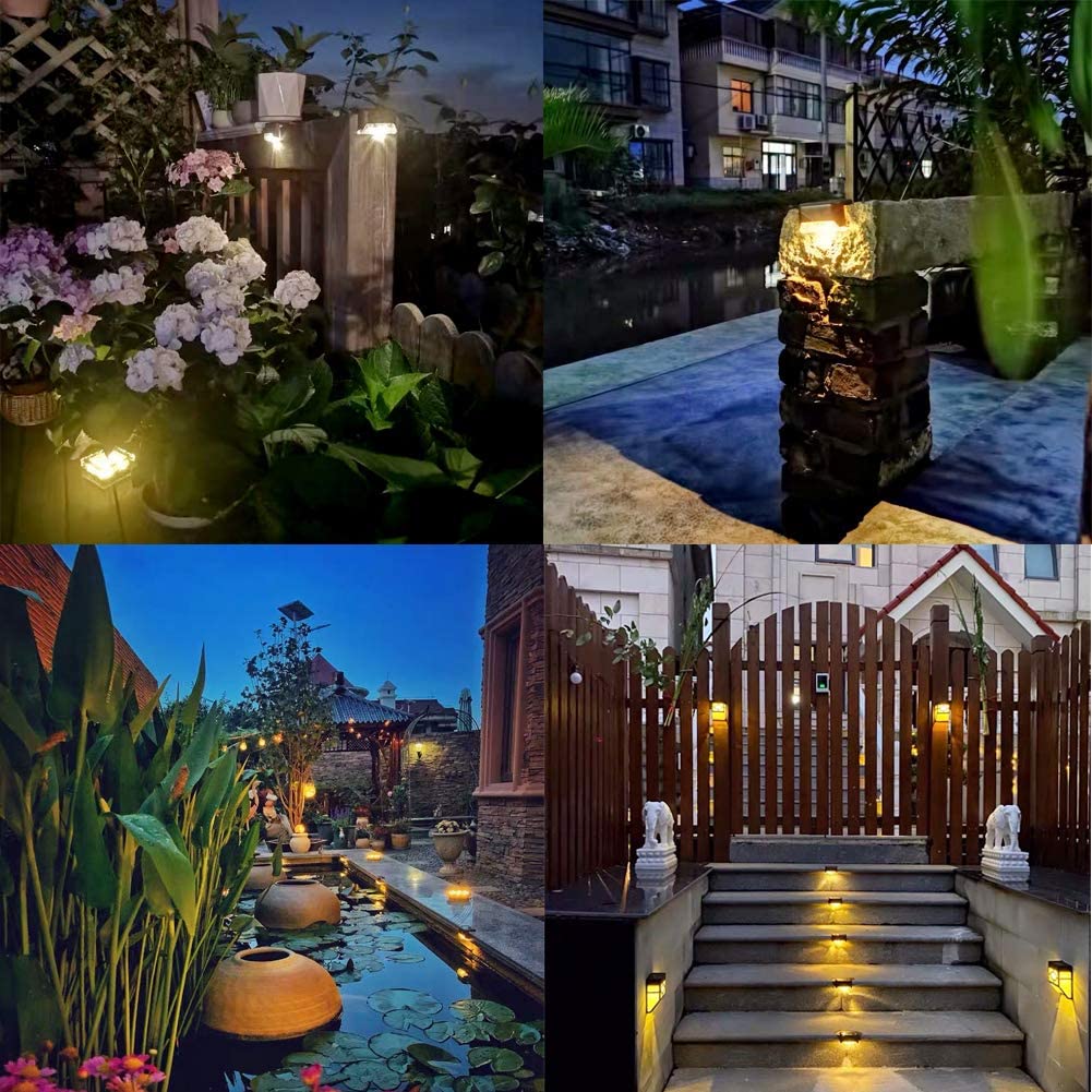 Solar Deckleuchten 12er Pack Außen Stufenleuchten Wasserdicht LED Solarleuchten für Geländer Treppen Stufe Zaun Hof Terrasse und Gehweg