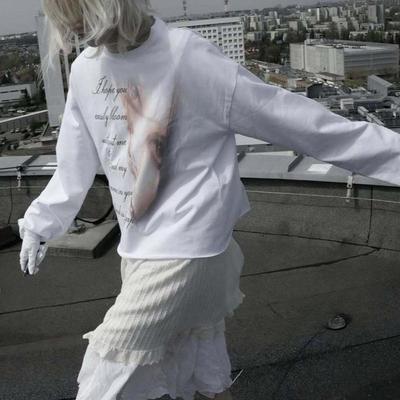 Y2K Retro Contrasting Letter Long Sleeved Street Hip-hop Sweet Cool Top