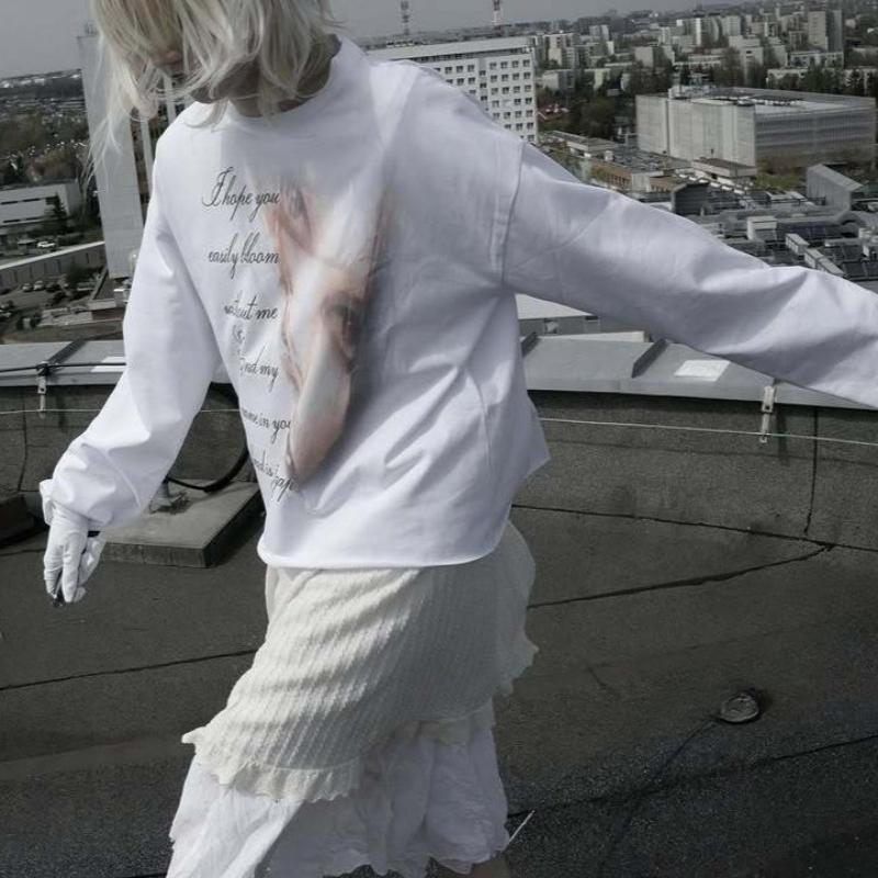 Y2K Retro Contrasting Letter Long Sleeved Street Hip-hop Sweet Cool Top