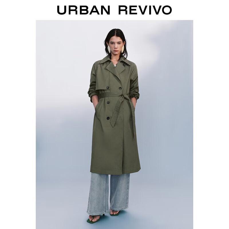 UR 2025 Fall Elegant Double-Breasted Belted Trench Coat