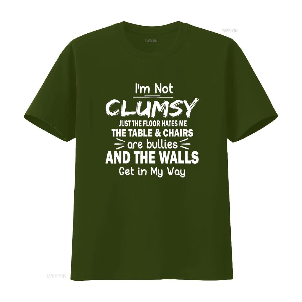 T Shirt for Women I M Not Clumsy Funny Sayings Sarcastic Short Sleeved O Neck Top Black 4X Large Vintage Washed Soft Streetwear