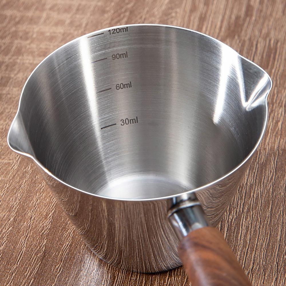With Scale Espresso Measuring Cup Walnut Handle Coffee Pouring Cup Dosing Cup  Restaurant