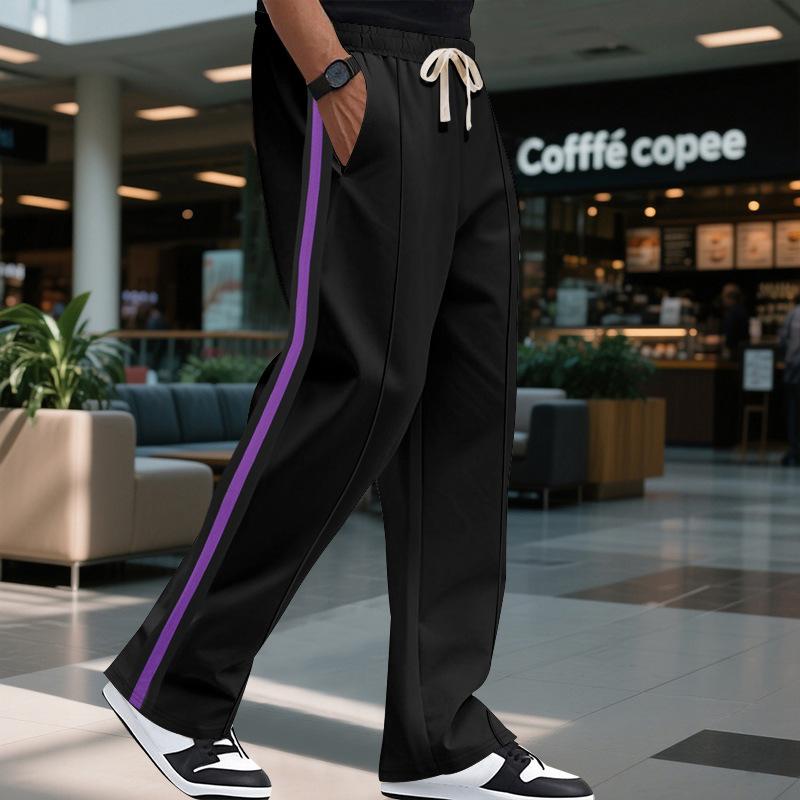 Summer new men's colour blocking casual trousers large size trousers Slim breathable trousers fashionable