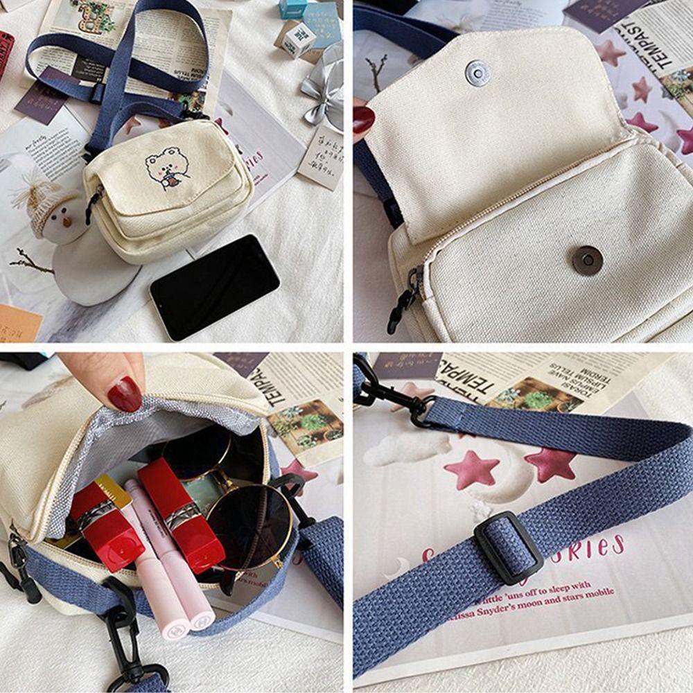 Canvas Shoulder Bag Cute Cartoon Bear Handbag Large Capacity Tote Bag Harajuku Style Underarm Bag for Women Girls