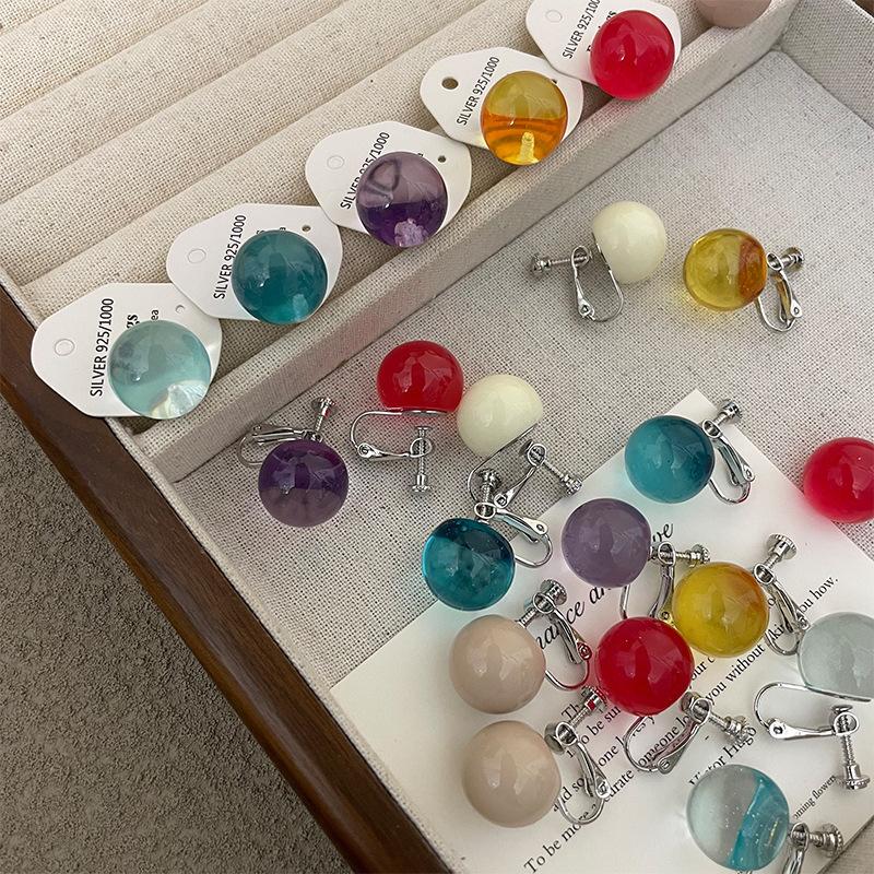 Colorful Spherical Earrings - New Stylish Resin Ear Studs, Sweet and Cute Round Bead Earrings