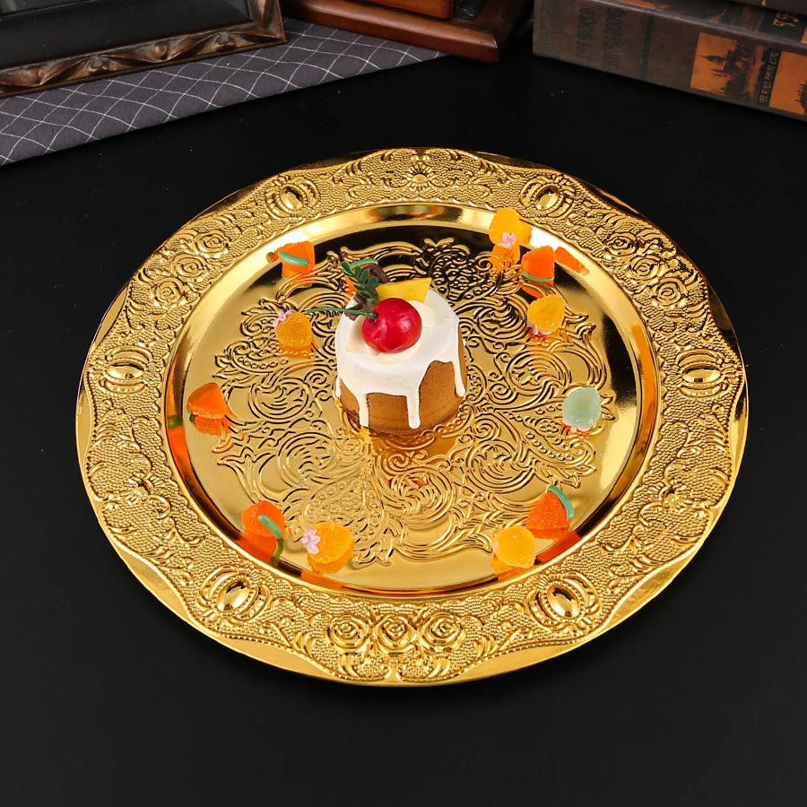 Europejska okrągła taca taca na przekąski pogrubiona taca na owoce taca na pestki melona kreatywna taca na herbatę taca na przekąski na podwieczorek rękodzieło