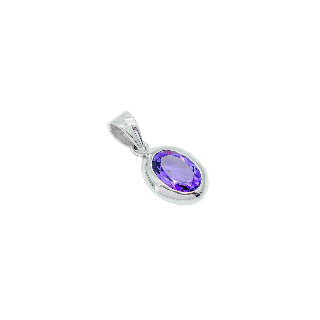 Oval Amethyst Pendant: Natural 925 Sterling Silver Jewelry