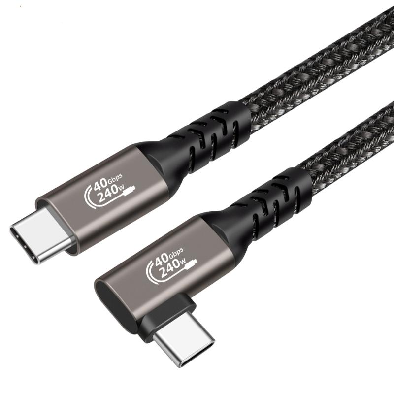 90 Degree USB C Data Cable 40Gbps Synchronized 8K UHD Display Suitable for Laptops Tablets Rapid Charging Data Transfer