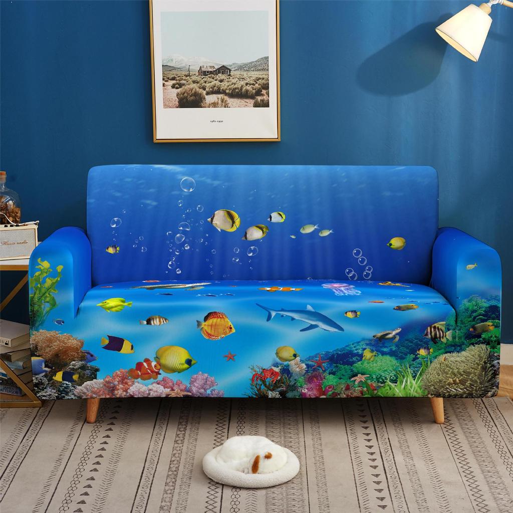 Elastic All-Inclusive Sofa Cover Marine Animal Multi-Person Combination Sofa Cover Lazy Sofa Cover