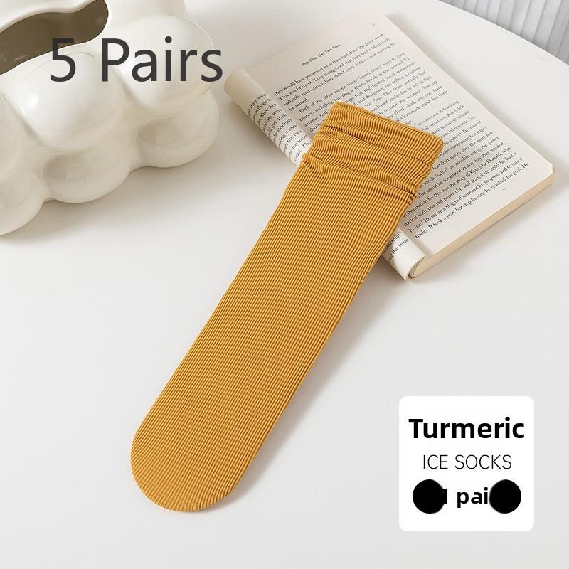 5 Pairs of Female Summer Thin Candy Color Student Trend Pile Socks