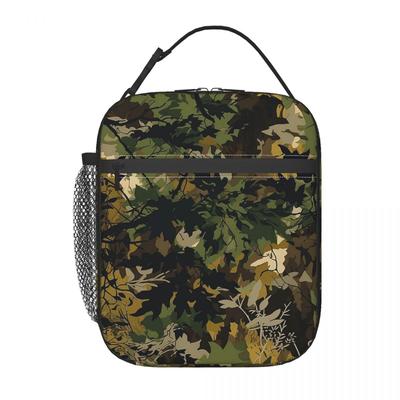 Camouflage With Leaves And Branches Print Insulated Lunch Bag for Women Children Portable Food Boxes Thermal Lunch Box Tote