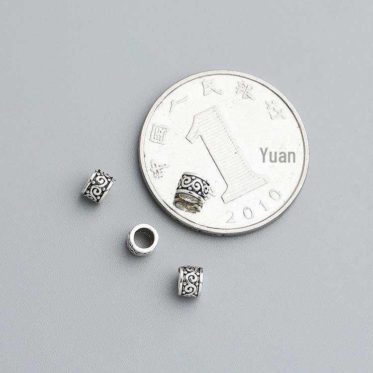 S925 Sterling Silver Cloud Pattern Barrel & Wheel Beads for DIY Jewelry Bracelet Necklace Spacer Accessories