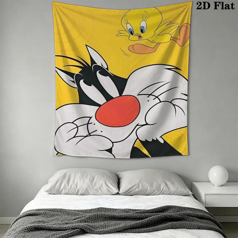 Sylvester the Cat Wall Tapestry Aesthetic Wall Hanging Printed Fabric Blanket Decorative Tapestries for Bedroom Living Room Home Decor