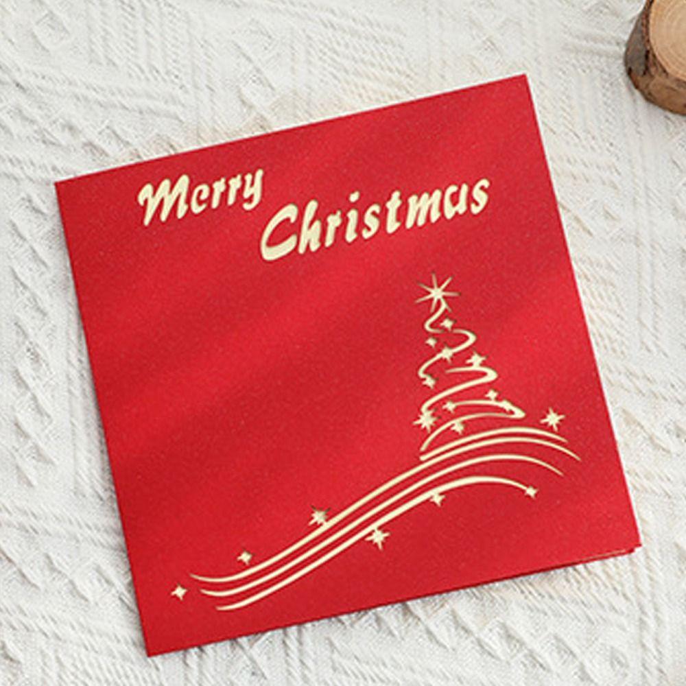 Foldable Christmas Tree Greeting Card Wishing Message Card 3D Pop UP Gift Card  Party Favors Gifts