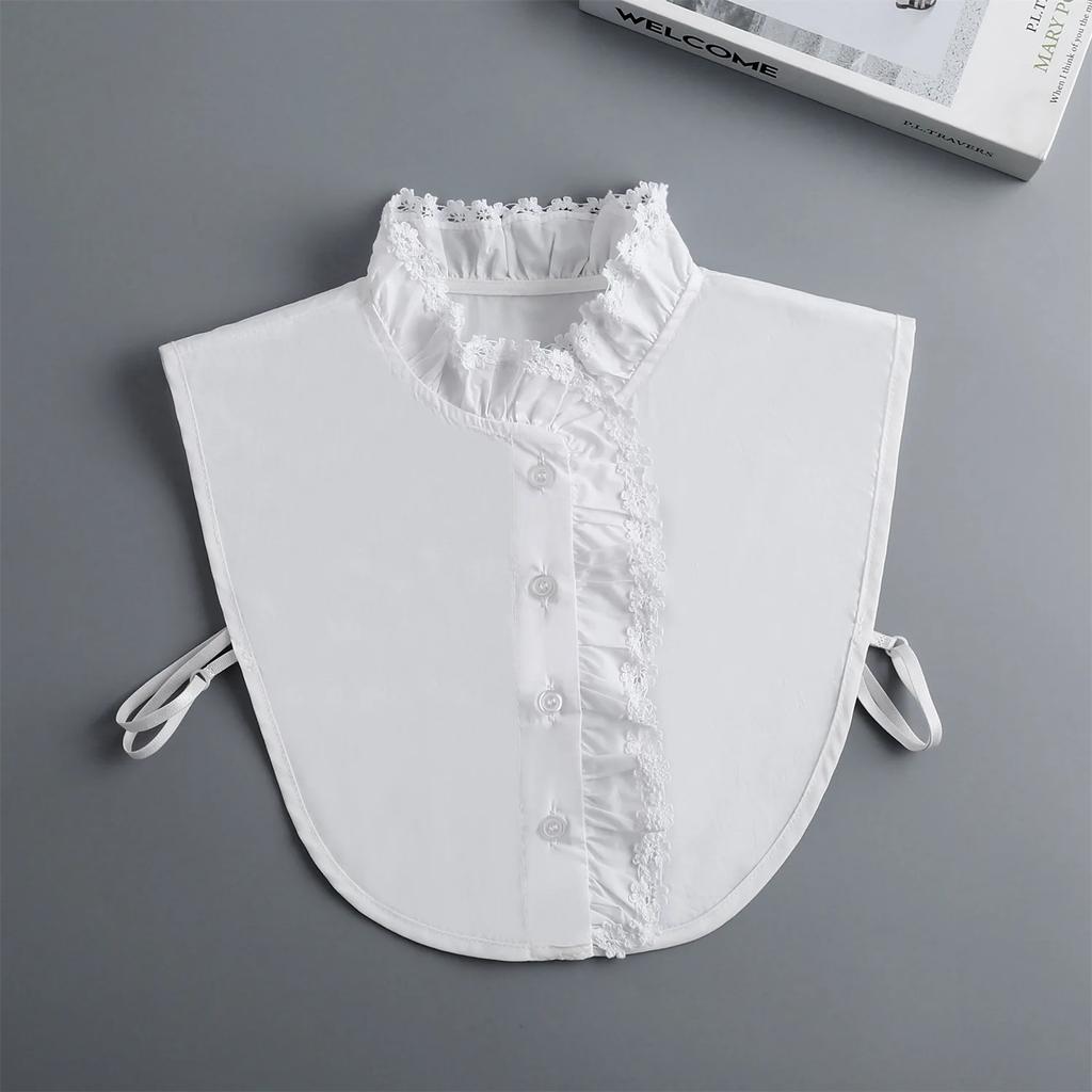 Perfekte Übereinstimmung Weißes Florales Stehkragen Falscher Kragen Für Pullover Bluse Unterzieher Kleidung Zubehör Hemd Abnehmbarer Falscher Kragen