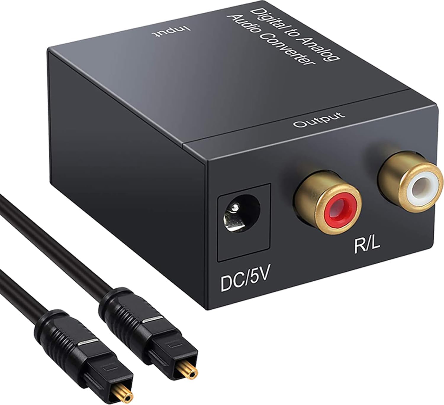 

Parishop Digital to Analog Audio DAC 2 x RCA with Fiber Optic for Home Converter, (Optical/Coaxial), (L/R) Inputs, Cable, Use.