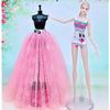 2pcs/set Swimsuit & Striped Skirt Dress For Barbie Doll Clothes Monokini Swimwear Underwear 1/6 Dolls Accessories Child Toys DIY