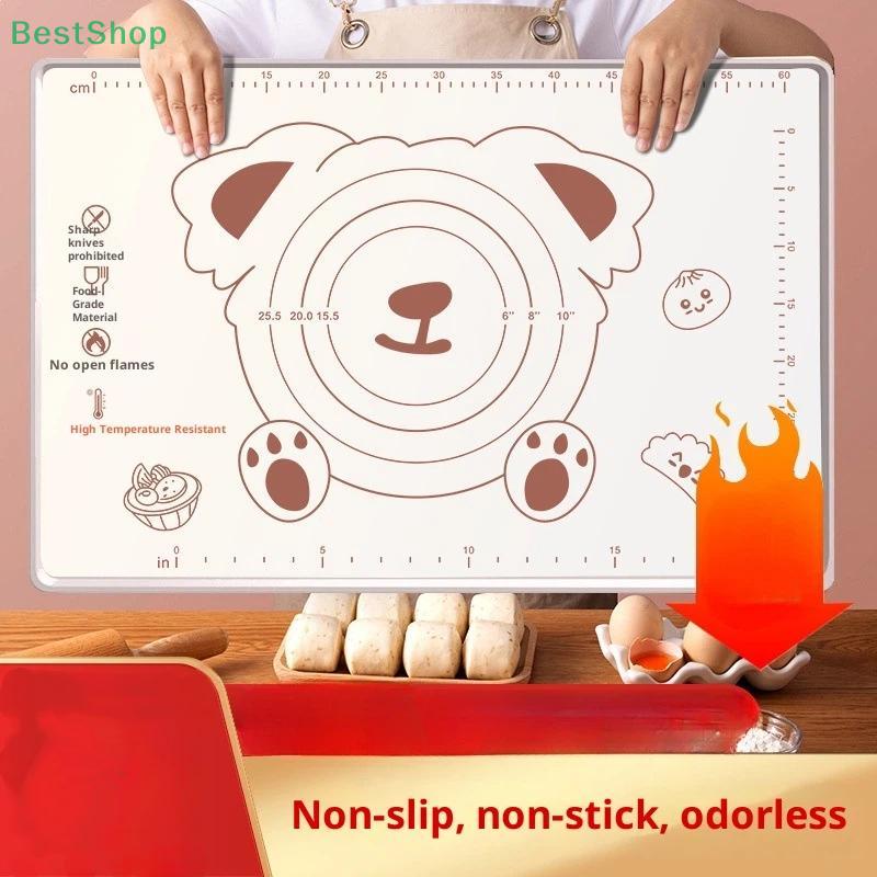 Cute Bear Silicone Baking Mat with Measurements Non-Stick Pastry Mat for Dough Rolling,Bread Making & Kitchen Baking