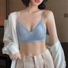 Lace bra Thin comfortable triangle cup with double breasts Hollow heart machine showing chest small breathable underwear