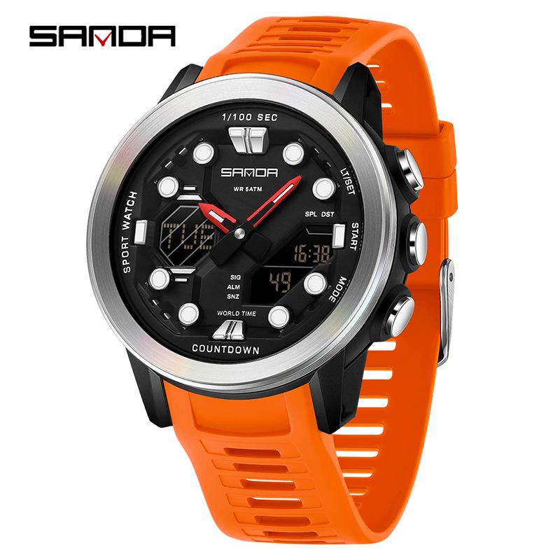 Sanda Watch: Student Fashion Sport, Waterproof, Dual Display, Unisex.
