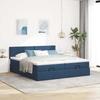 Ottoman Bed with Mattress Blue 200x200 Cm Fabric