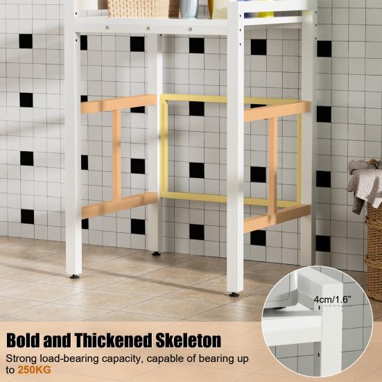 Washing Machine Shelf, Over The Washer Storage Shelf, Height-Adjustable Dryer Stand, Storage Rack Over the Washing Machine, Load Capacity 250 Kg