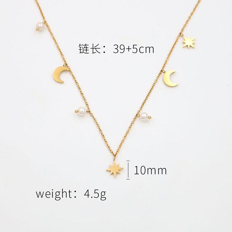 

Персонализированный Легкий Люкс 18K Золото Звезда Луна Жемчуг Подвеска Цепочка на Ключицу Женский Нишевый Титановая Сталь Невыцветающая Бижутерия Ожерелье